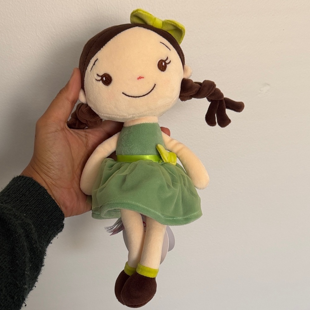 Adorable Green Dress Plush Doll washable